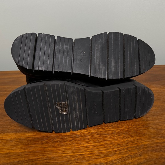 J. Crew Suede Leather Black Lace Up Boots Purple Laces - Picture 9 of 11